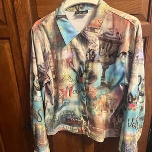 Impulse California Resort  Sz Small Long Sleeved Jacket Shirt Cafe' de Paris"